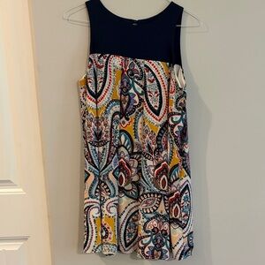 Paisley Print Dress - Navy & Multi